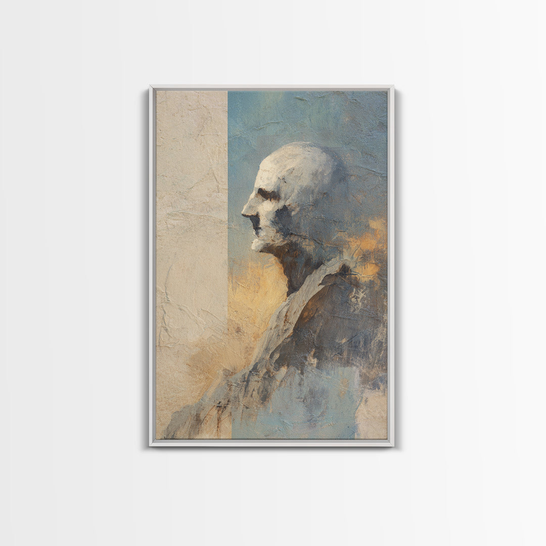 Classic Nude Figure Sketch Framed Canvas Print, Black and White Art, Mid Century Modern, Living Room Decor, Monochrome, BAW-2x3-41