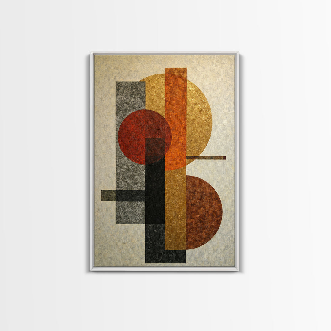 Geometric Bauhaus Grayscale Shapes Canvas Print, Black and White Art, Wall Decor, Living Room Decor, Fine Art, Monochrome, BAW-2x3-50