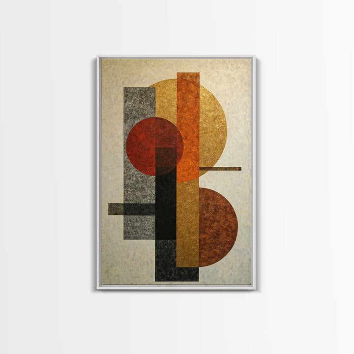 Geometric Bauhaus Grayscale Shapes Canvas Print, Black and White Art, Wall Decor, Living Room Decor, Fine Art, Monochrome, BAW-2x3-50