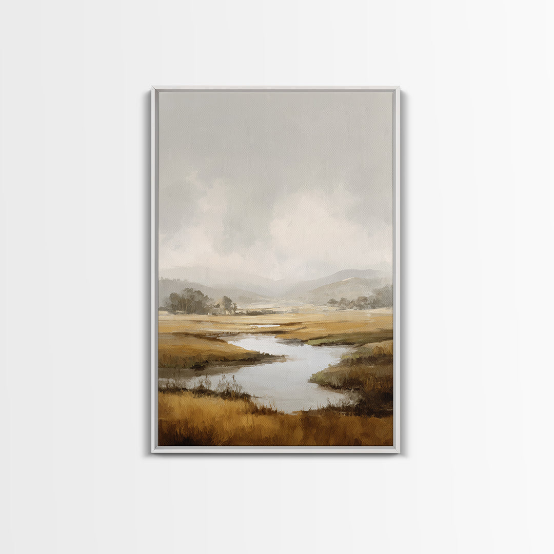 Misty Bridge Landscape Framed Canvas Print, Black and White Art, Art Prints, Living Room Decor, Fine Art, Monochrome, BAW-2x3-51