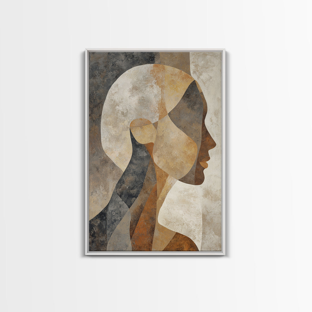 Monochrome Female Profile Canvas Print, Black and White Art, Modern Wall Art, Living Room Decor, Fine Art, Monochrome, BAW-2x3-57