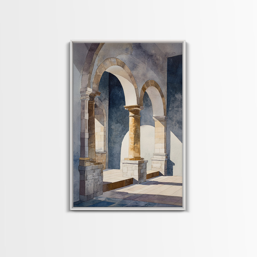 High Contrast Architectural Arches and Shadows Canvas Print, Black and White Art, Original Art, Living Room Decor, Monochrome, BAW-2x3-59