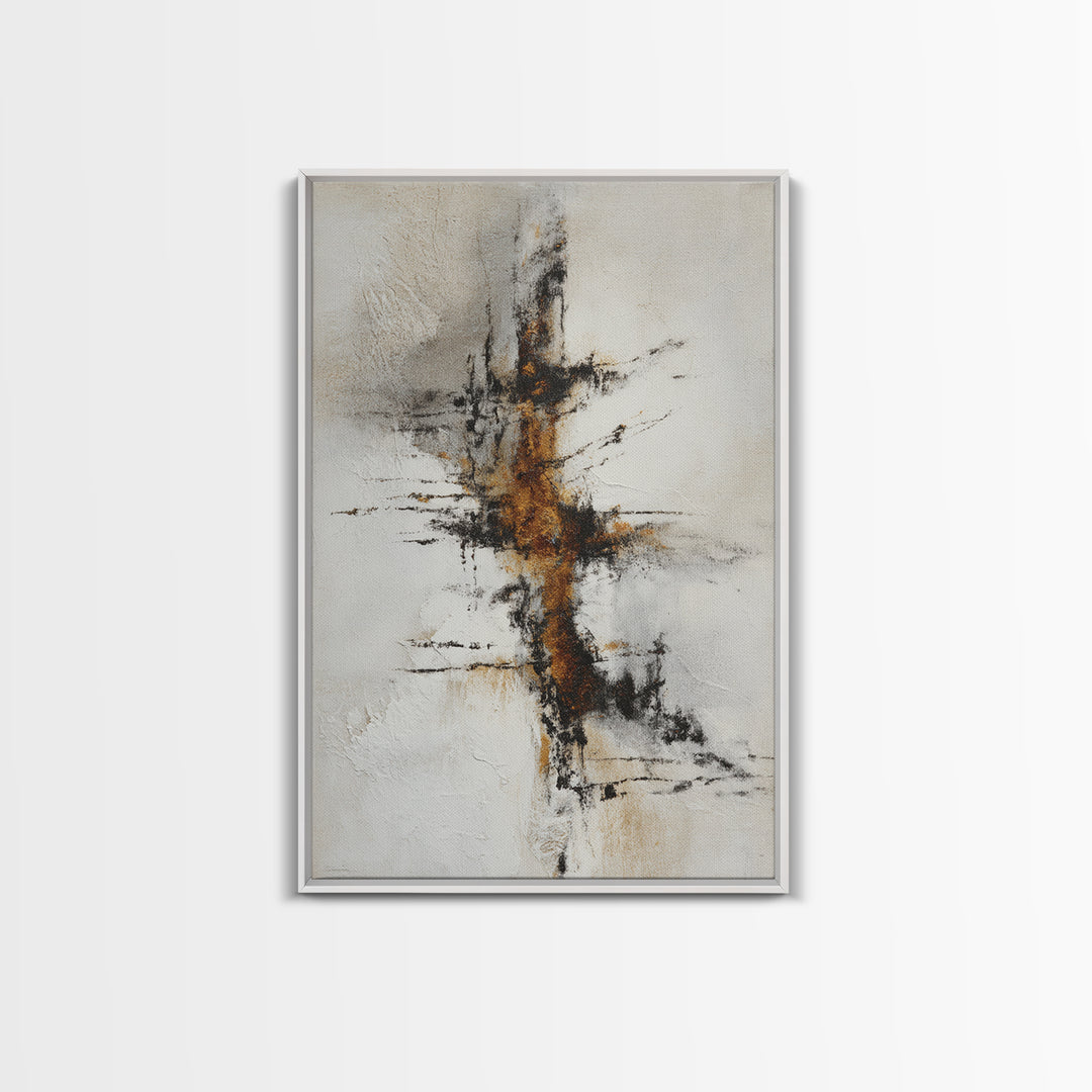 Abstract Charcoal Gestures on White Paper Canvas Print, Black and White Art, Printable, Living Room Decor, Monochrome, BAW-2x3-60