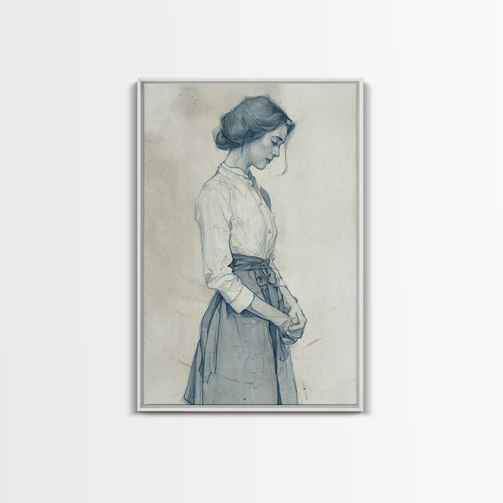 Classic Nude Figure Sketch Canvas Print, Black and White Art, Apartment Decor, Living Room Decor, Fine Art, Monochrome, BAW-2x3-65
