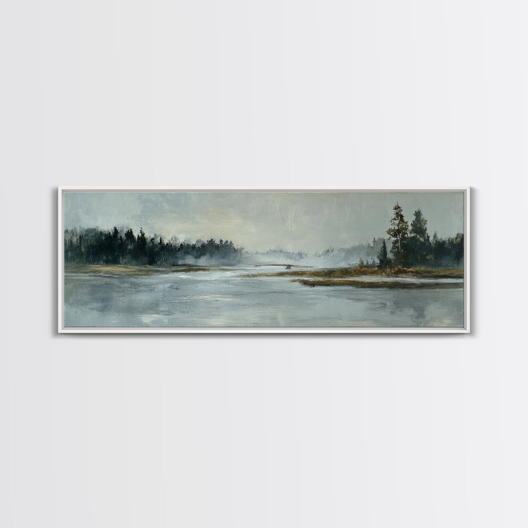 Misty Bridge Landscape Canvas Print, Black and White Art, Photo Prints, Living Room Decor, Watercolor Art, Monochrome, BAW-3x1-11