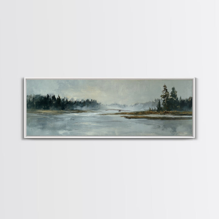 Misty Bridge Landscape Canvas Print, Black and White Art, Photo Prints, Living Room Decor, Watercolor Art, Monochrome, BAW-3x1-11