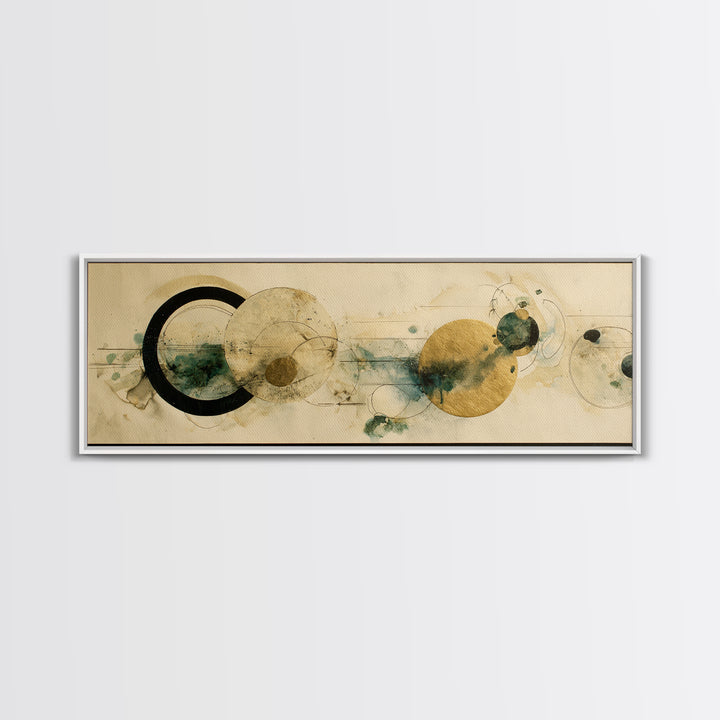 Large Circle and Line Abstract Canvas Print, Black and White Art, Abstract Wall Art, Living Room Decor, Abstract Art, BAW-3x1-16
