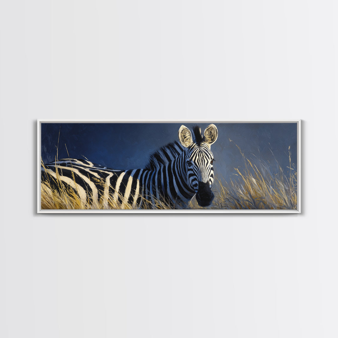 Zebra Stripe Closeup as Graphic Abstraction Canvas Print, Black and White Art, Cabin Decor, Living Room Decor, Abstract Art, BAW-3x1-24