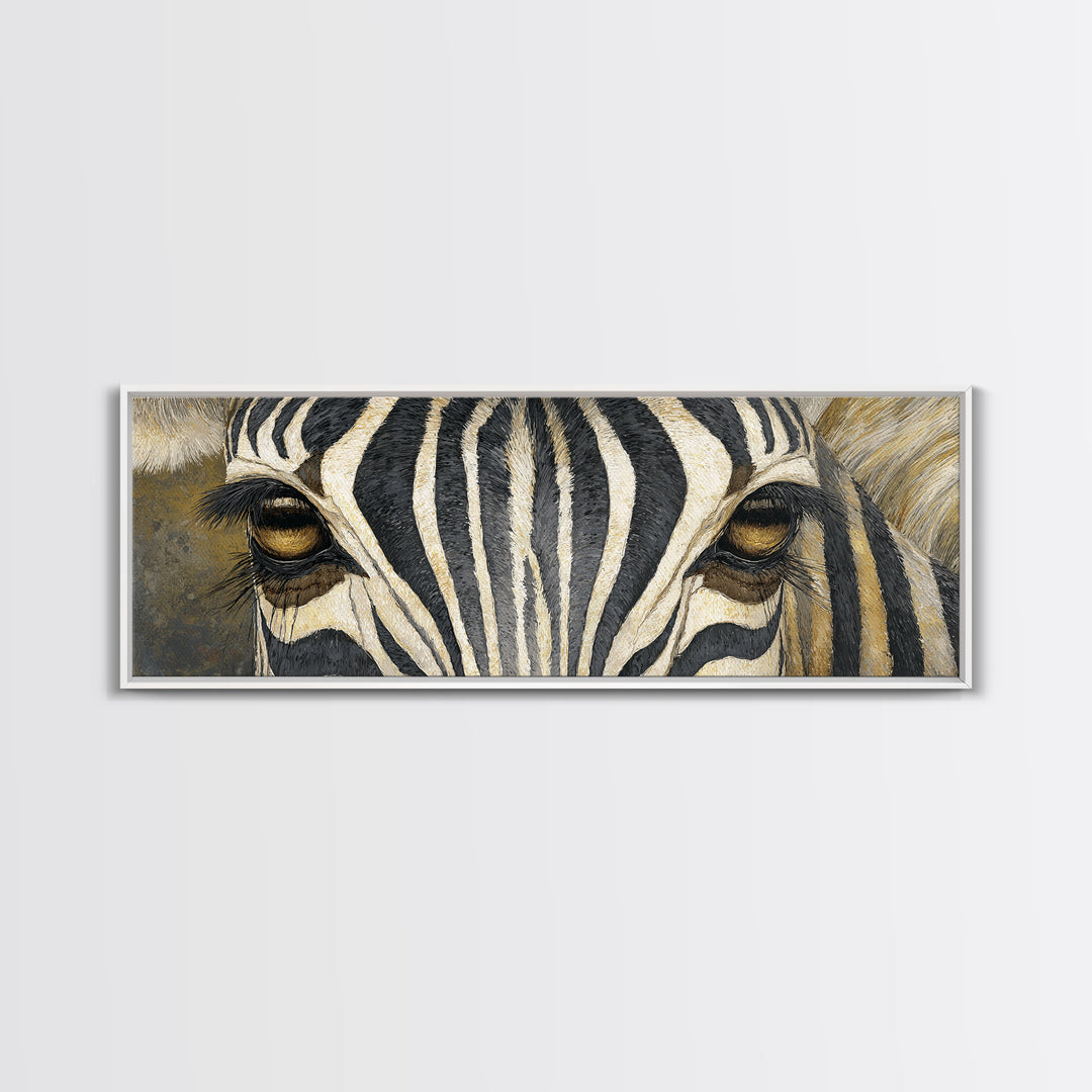 Zebra Stripe Closeup as Graphic Abstraction Canvas Print, Black and White Art, Textured Painting, Living Room Decor, Monochrome, BAW-3x1-48