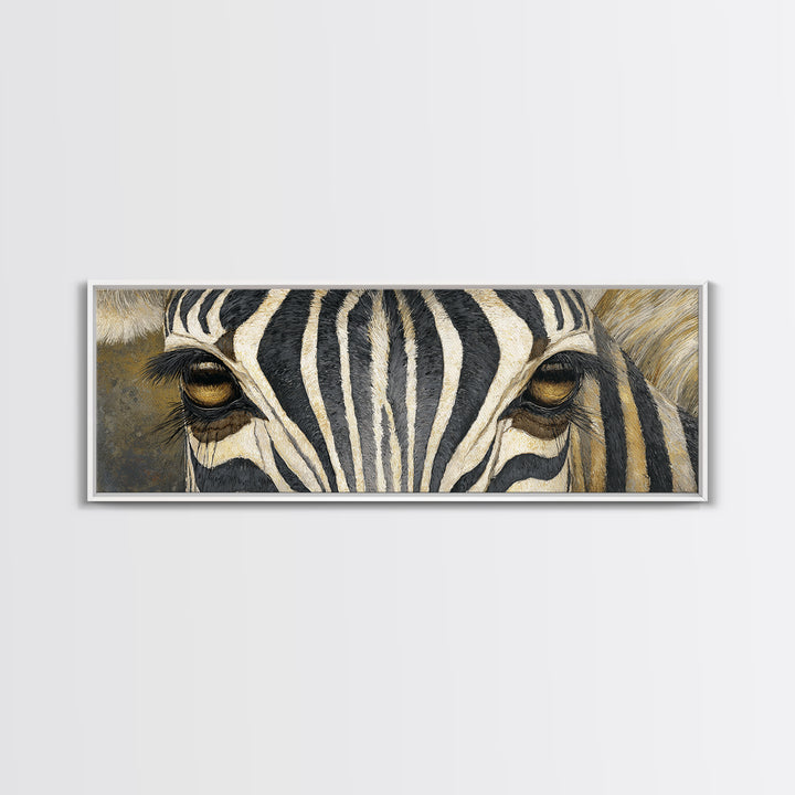 Zebra Stripe Closeup as Graphic Abstraction Canvas Print, Black and White Art, Textured Painting, Living Room Decor, Monochrome, BAW-3x1-48