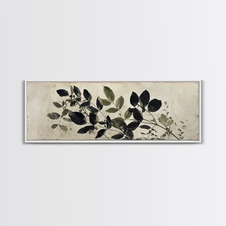 Black and White Botanical Specimen Plate Canvas Print, Black and White Art, Contemporary Art, Living Room Decor, Monochrome, BAW-3x1-63