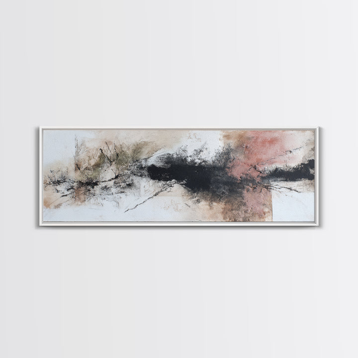 Abstract Charcoal Gestures on White Paper Canvas Print, Black and White Art, Home Decor, Living Room Decor, Monochrome, BAW-3x1-68