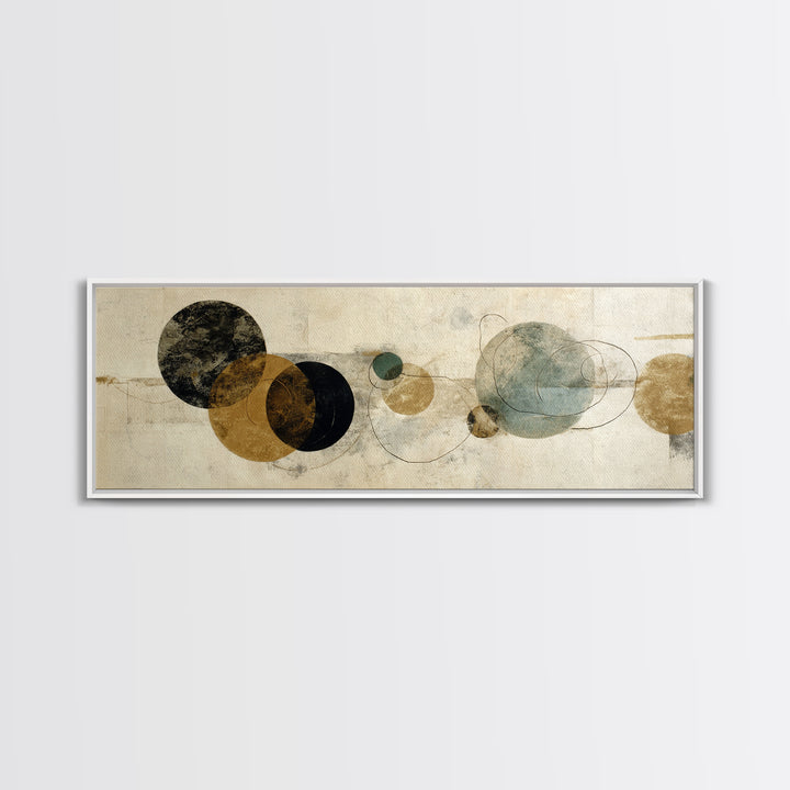 Large Circle and Line Abstract Canvas Print, Black and White Art, Wall Art, Living Room Decor, Abstract Art, Monochrome, BAW-3x1-88