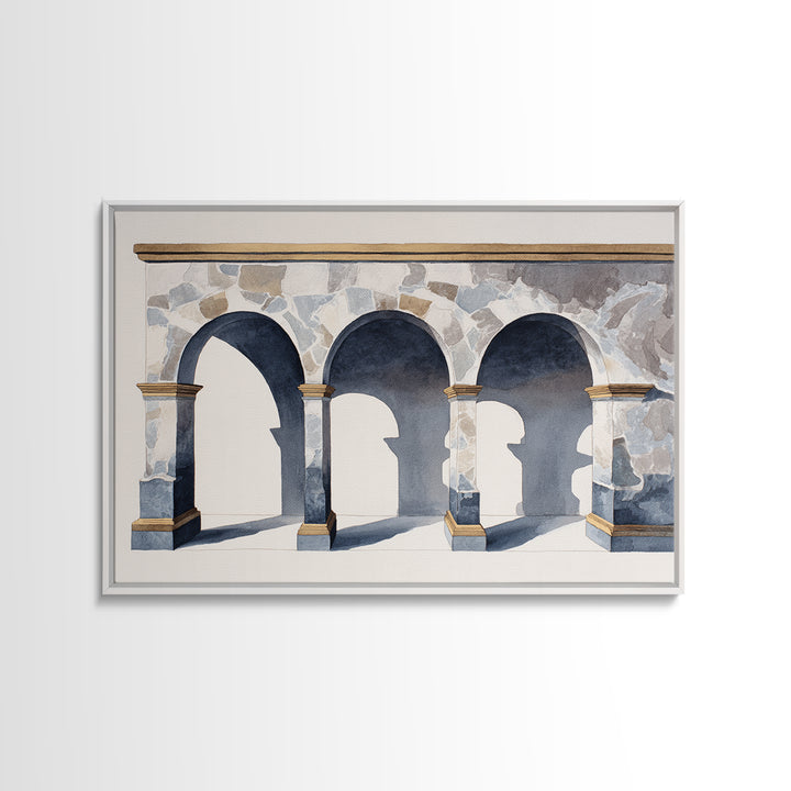 High Contrast Architectural Arches and Shadows Canvas Print, Black and White Art, Statement Artwork, Living Room Decor, BAW-3x2-31