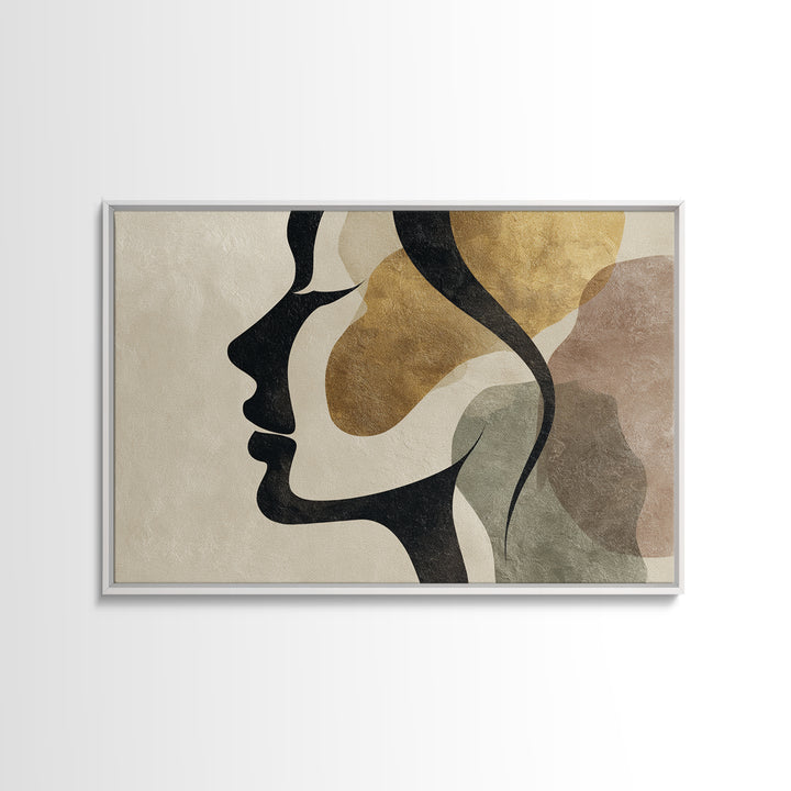 Monochrome Female Profile Canvas Print, Black and White Art, Modern Decor, Living Room Decor, Abstract Art, Monochrome, BAW-3x2-53