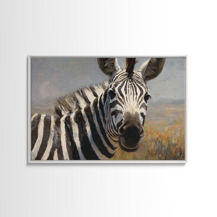 Zebra Stripe Closeup as Graphic Abstraction Canvas Print, Black and White Art, Textured Painting, Living Room Decor, Monochrome, BAW-3x2-60
