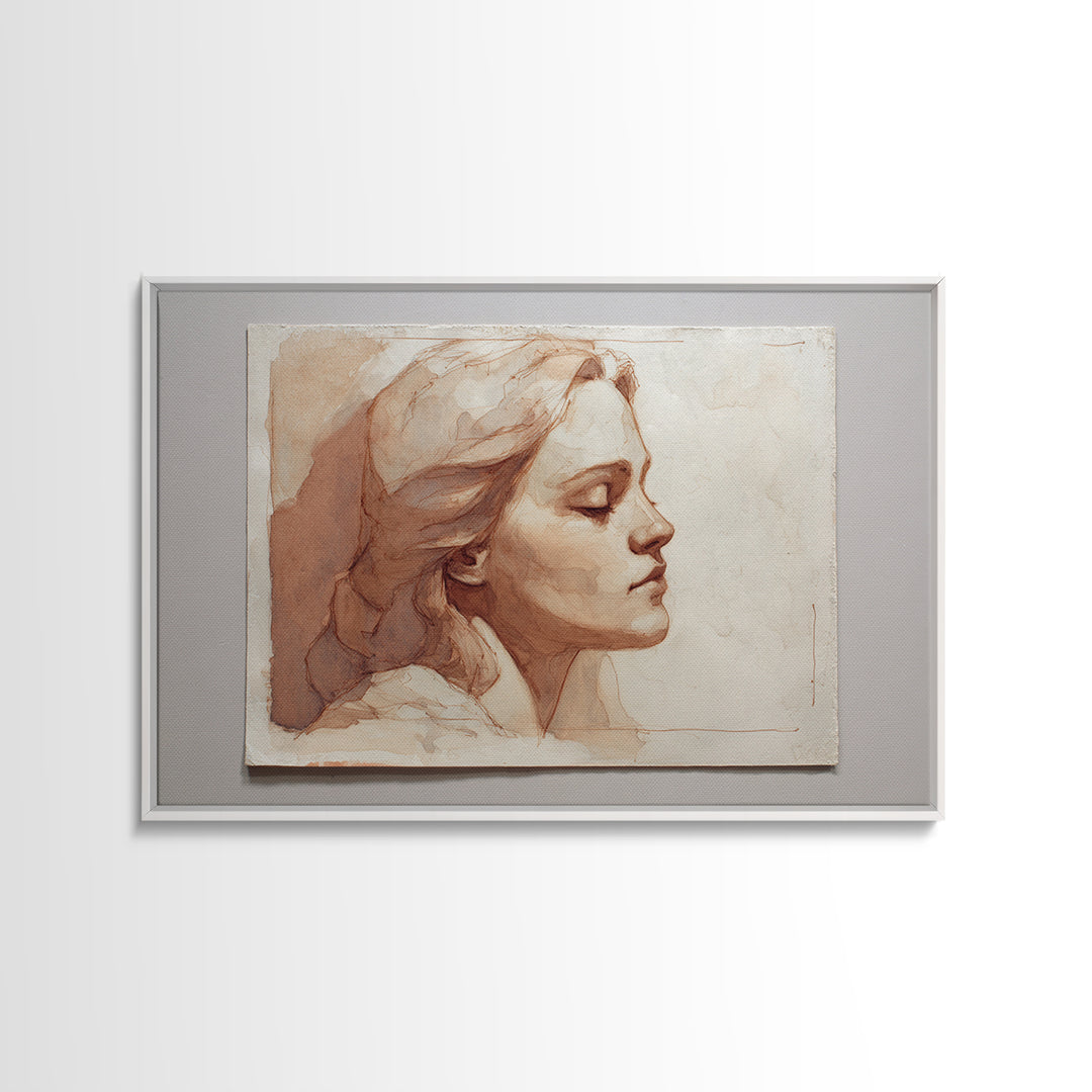 Classic Nude Figure Sketch Canvas Print, Black and White Art, Modern Art, Living Room Decor, Oil Painting, Monochrome, BAW-3x2-61