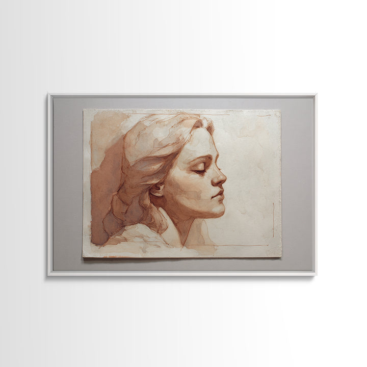 Classic Nude Figure Sketch Canvas Print, Black and White Art, Modern Art, Living Room Decor, Oil Painting, Monochrome, BAW-3x2-61
