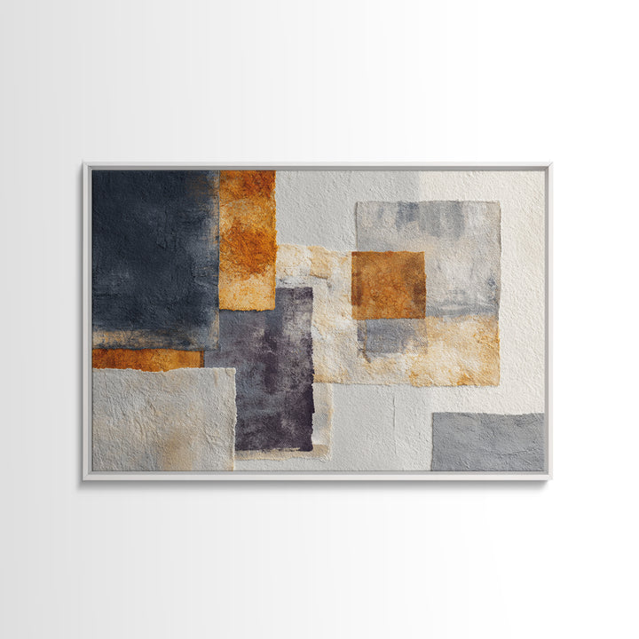 Geometric Bauhaus Grayscale Shapes Canvas Print, Black and White Art, Abstract Wall Art, Living Room Decor, Monochrome, BAW-3x2-70