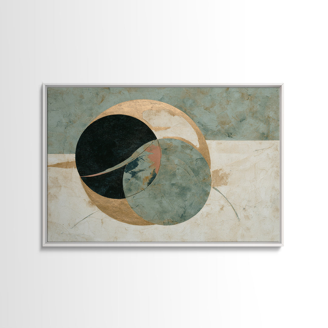 Large Circle and Line Abstract Canvas Print, Black and White Art, Luxury Decor, Living Room Decor, Abstract Art, Monochrome, BAW-3x2-76