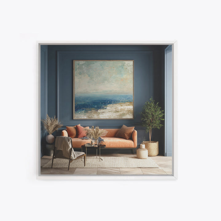 Coastal Cliffs with Gulls and Sea Spray Framed Canvas Print, Beach Art, Original Art, Coastal Decor, Fine Art, Shore, BEA-1x1-11