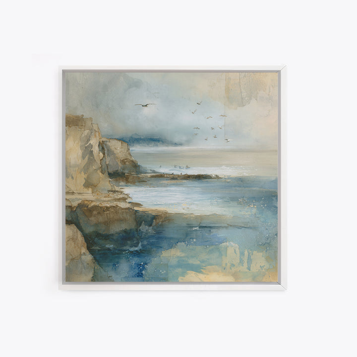 Coastal Cliffs with Gulls and Sea Spray Canvas Print, Beach Art, Wall Art Print, Coastal Decor, Fine Art, Shore, Beach Prints, BEA-1x1-35