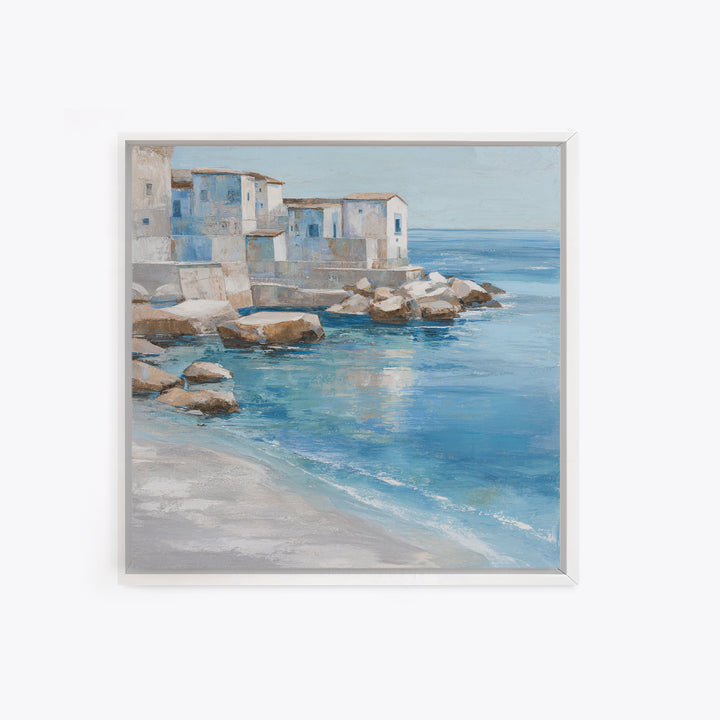 Mediterranean Cove with Clear Water Framed Canvas Print, Beach Art, Beach, Coastal Decor, Fine Art, Shore, Beach Decor, BEA-1x1-44