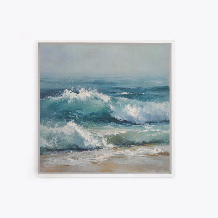 Stormy Ocean Wave Canvas Print, Beach Art, Textured Painting, Coastal Decor, Oil Painting, Shore, Digital Wall Art, BEA-1x1-81