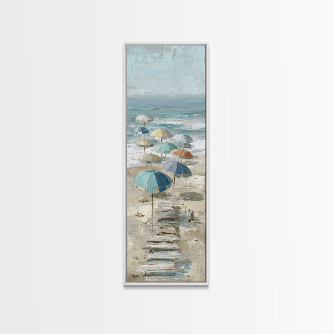 Beach Umbrella Pattern Canvas Print, Beach Art, Contemporary Art, Coastal Decor, Fine Art, Shore, Original Art, Abstract Art, BEA-1x3-44