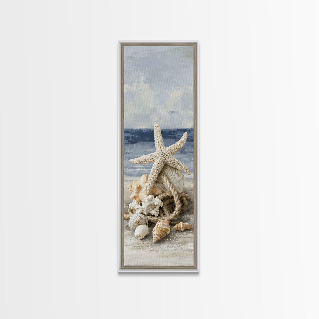 Sun Bleached Starfish and Shells Still Life Canvas Print, Beach Art, Art Prints, Coastal Decor, Fine Art, Shore, Wall Art Print, BEA-1x3-73