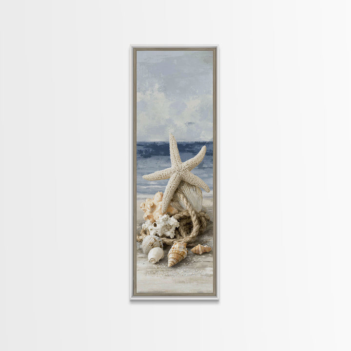 Sun Bleached Starfish and Shells Still Life Canvas Print, Beach Art, Art Prints, Coastal Decor, Fine Art, Shore, Wall Art Print, BEA-1x3-73