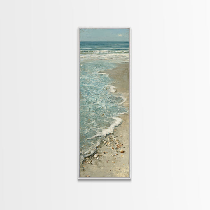 Mediterranean Cove with Clear Water Framed Canvas Print, Beach Art, Statement Artwork, Coastal Decor, Fine Art, Shore, BEA-1x3-8