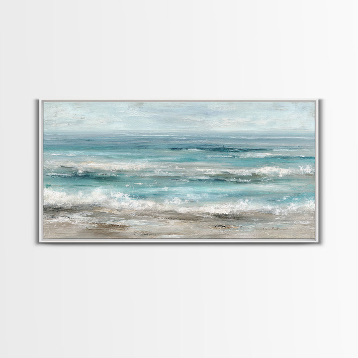 Mediterranean Cove with Clear Water Framed Canvas Print, Beach Art, Home Decor, Coastal Decor, Fine Art, Shore, Printable Art, BEA-2x1-40