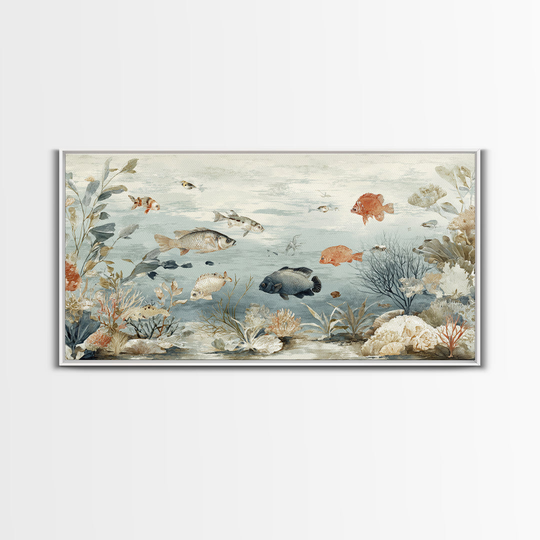 Coral Reef Fish Canvas Print, Beach Art, Contemporary Art, Coastal Decor, Fine Art, Shore, Original Art, Abstract Art, BEA-2x1-54