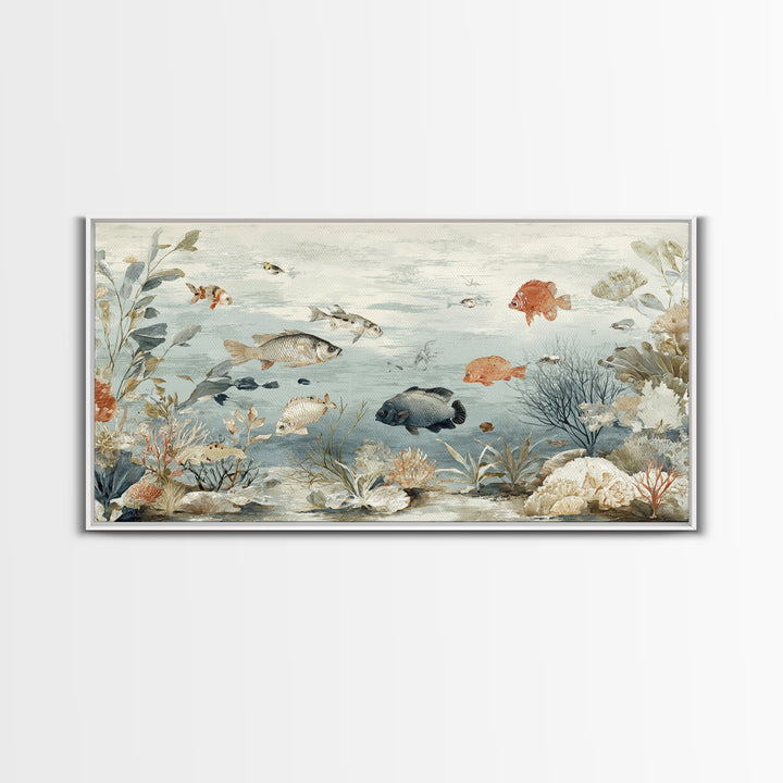 Coral Reef Fish Canvas Print, Beach Art, Contemporary Art, Coastal Decor, Fine Art, Shore, Original Art, Abstract Art, BEA-2x1-54