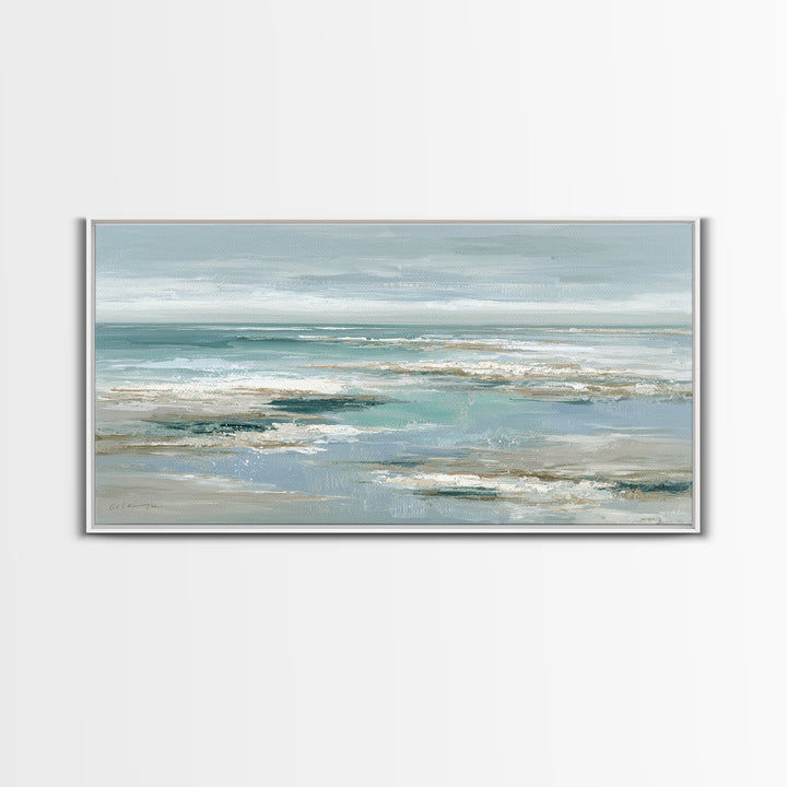 Seashell Collection Painted Like Natural Specimens Framed Canvas Print, Beach Art, Digital Wall Art, Coastal Decor, Shore, BEA-2x1-72