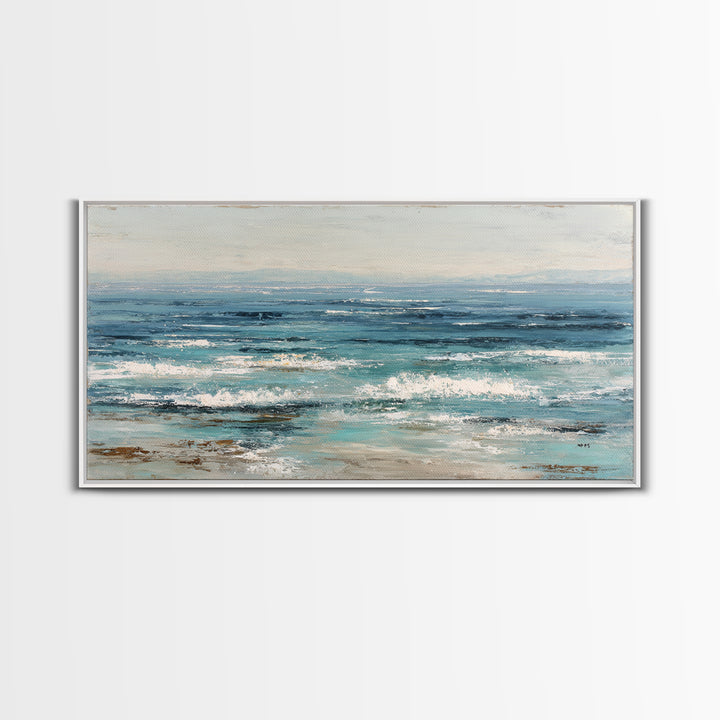 Abstract Ocean Horizon Framed Canvas Print, Beach Art, Wall Art Print, Coastal Decor, Shore, Beach Prints, Gallery Decor, BEA-2x1-84