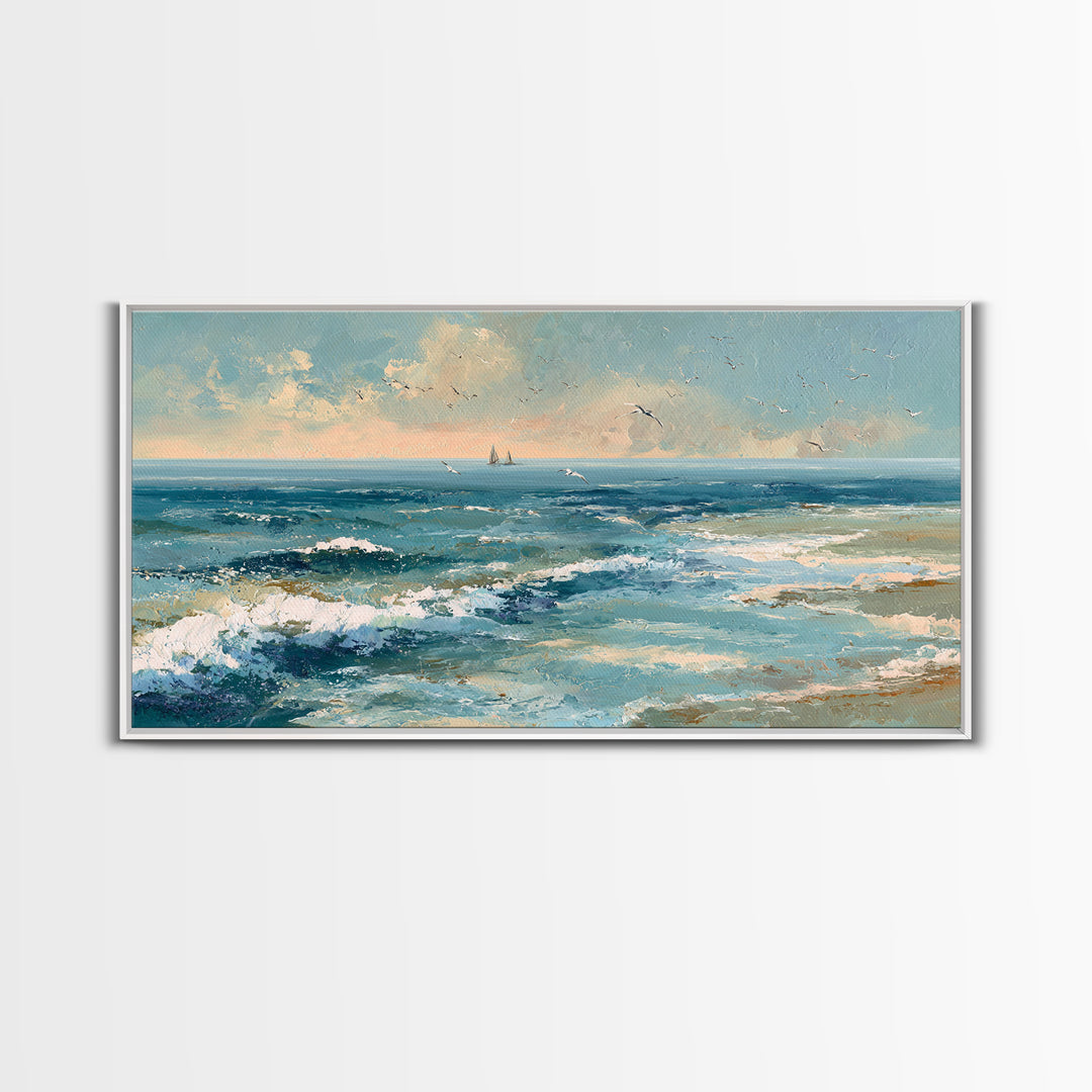 Aerial Turquoise Shoreline Canvas Print, Beach Art, Original Art, Coastal Decor, Fine Art, Shore, Beach Decor, Modern Art, BEA-2x1-93