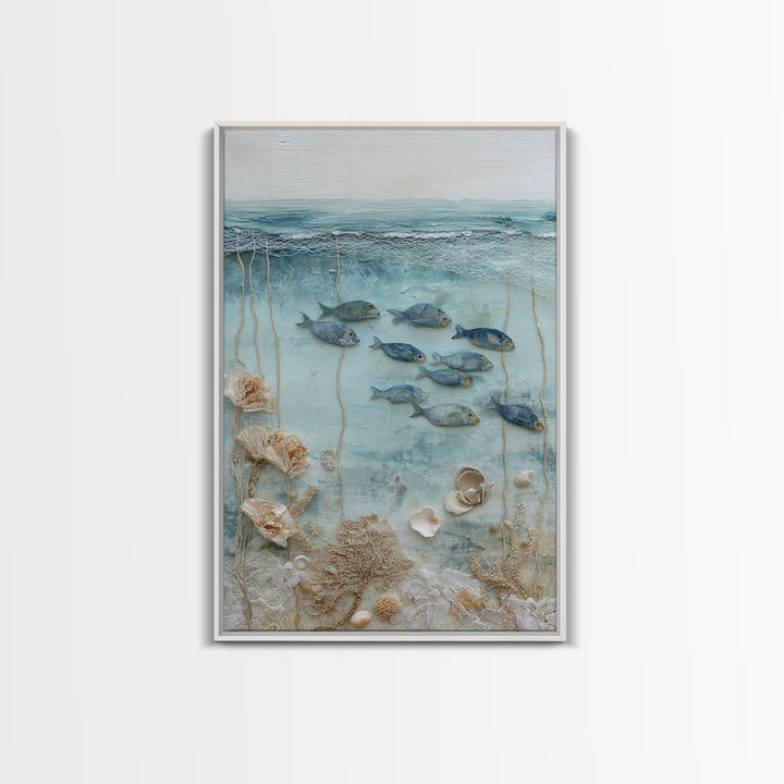 Coral Reef Fish Canvas Print, Beach Art, Home Decor, Coastal Decor, Oil Painting, Shore, Printable Art, Abstract Wall Art, BEA-2x3-66