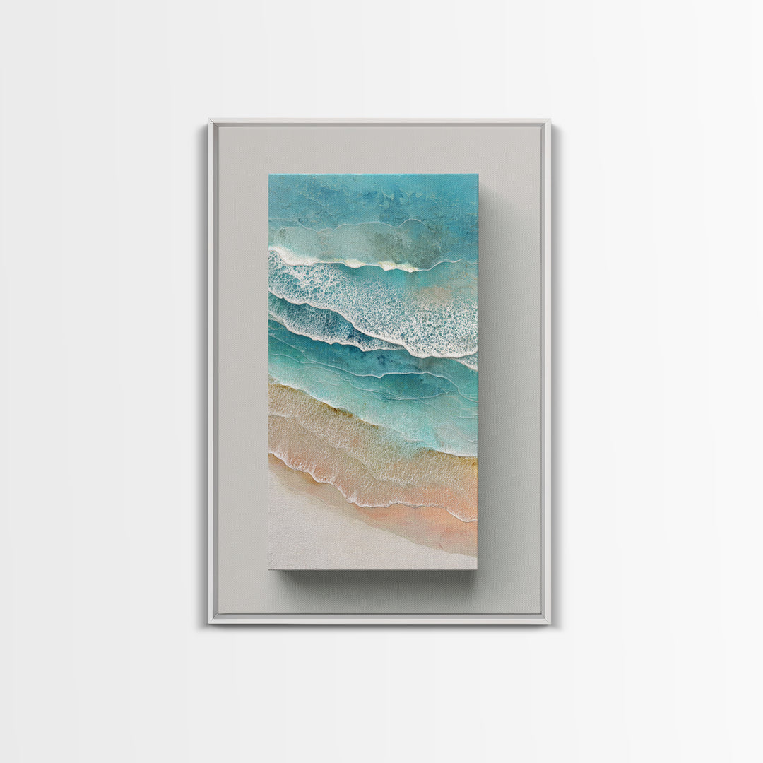 Aerial Turquoise Shoreline Canvas Print, Beach Art, Art, Coastal Decor, Fine Art, Shore, Abstract Wall Art, Whimsical Decor, BEA-2x3-9
