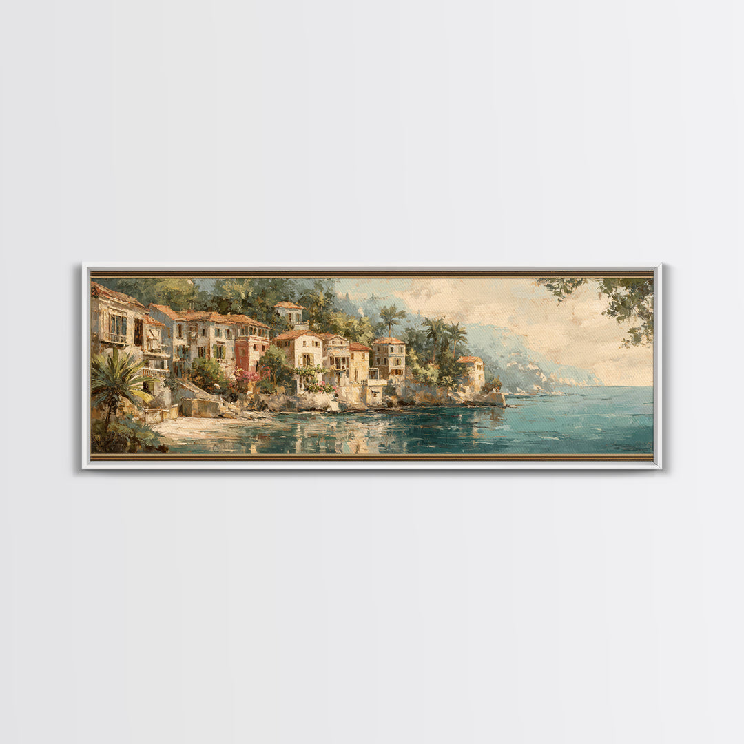 Mediterranean Cove with Clear Water Canvas Print, Beach Art, Beach Prints, Coastal Decor, Fine Art, Shore, Minimalist Decor, BEA-3x1-36