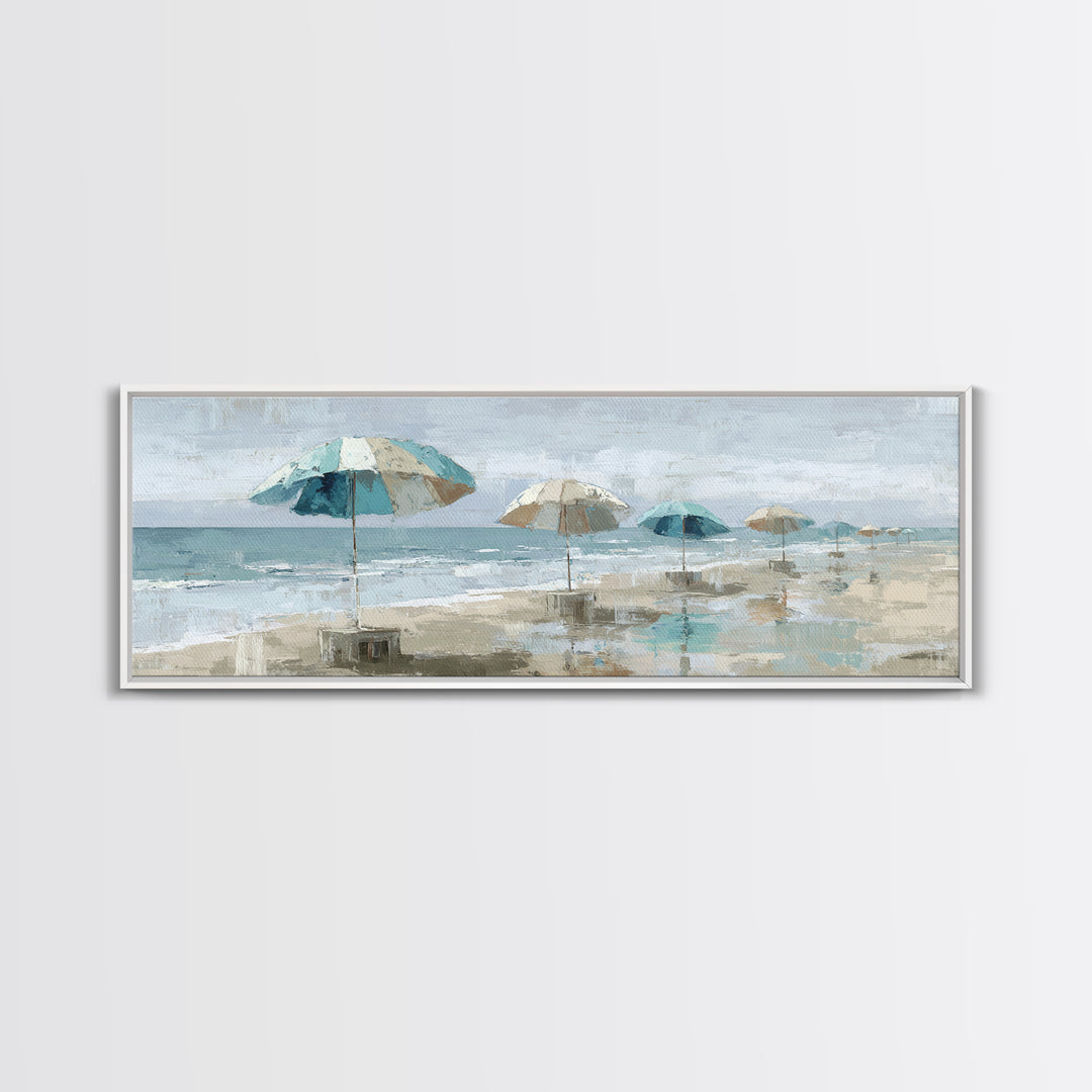 Beach Umbrella Pattern Framed Canvas Print, Beach Art, Wall Art, Coastal Decor, Fine Art, Shore, Abstract Art, Printable Art, BEA-3x1-72
