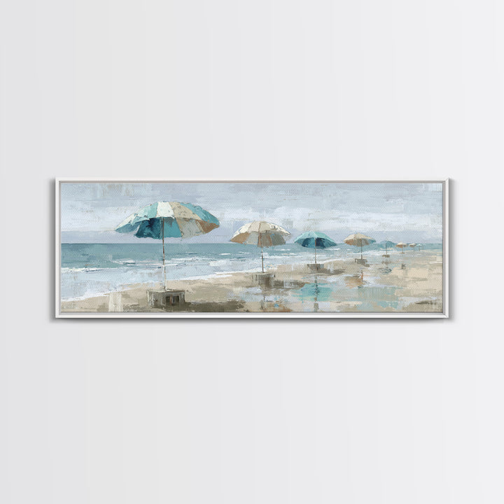 Beach Umbrella Pattern Framed Canvas Print, Beach Art, Wall Art, Coastal Decor, Fine Art, Shore, Abstract Art, Printable Art, BEA-3x1-72
