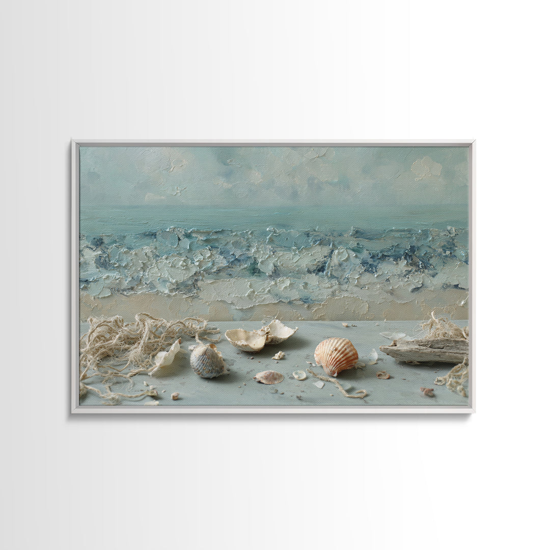Seashell Collection Painted Like Natural Specimens Canvas Print, Beach Art, Wall Art Print, Coastal Decor, Fine Art, Shore, BEA-3x2-32