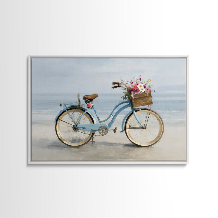 Bright Beach Cruiser Bicycle Canvas Print, Beach Art, Modern Art, Coastal Decor, Oil Painting, Shore, Luxury Decor, Art Print, BEA-3x2-51