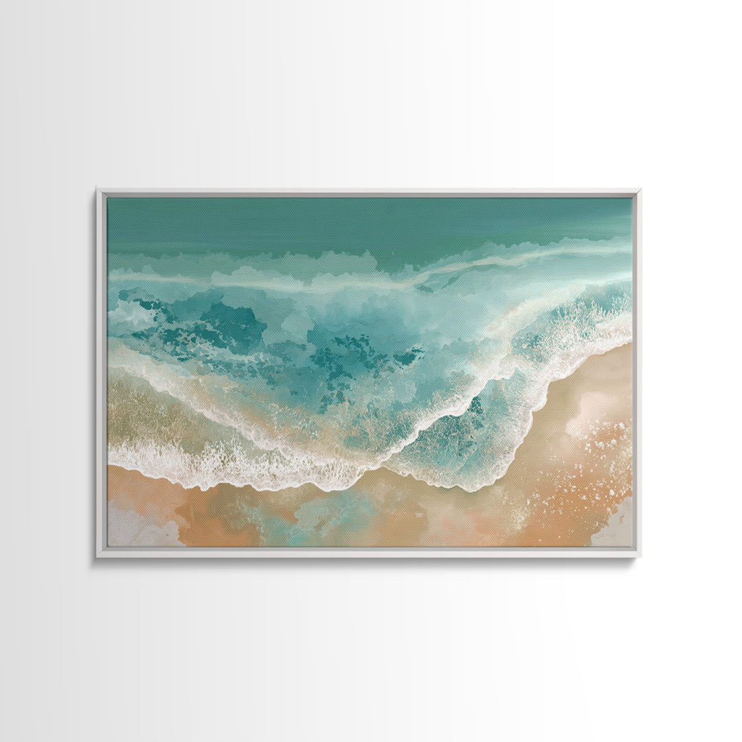 Aerial Turquoise Shoreline Canvas Print, Beach Art, Modern Art, Coastal Decor, Fine Art, Shore, Luxury Decor, Art Print, BEA-3x2-53