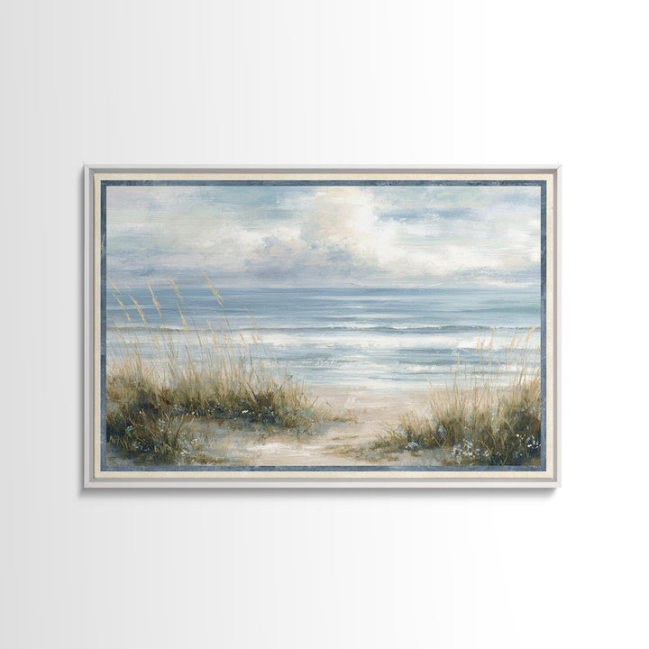 Driftwood and Wildflowers on Sand Canvas Print, Beach Art, Coastal Wall Art, Coastal Decor, Oil Painting, Shore, Fine Art Print, BEA-3x2-98