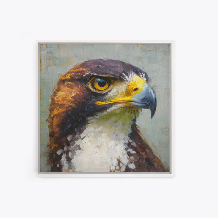 Eagle Portrait with Dramatic Mountain Wind Framed Canvas Print, Bird Art, Digital Prints, Living Room Decor, Fine Art, Flight, BIR-1x1-12