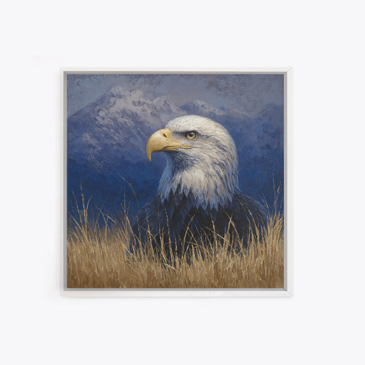 Eagle Portrait with Dramatic Mountain Wind Canvas Print, Bird Art, Printable Art, Living Room Decor, Fine Art, Flight, BIR-1x1-36
