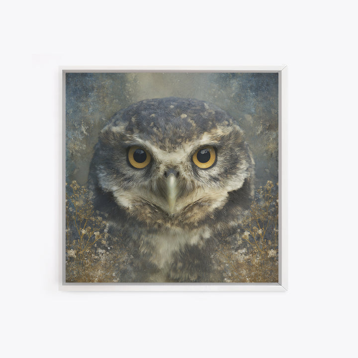 Owl Portrait with Wise Golden Eyes Canvas Print, Bird Art, Room Decor, Living Room Decor, Fine Art, Flight, Digital Print, BIR-1x1-77